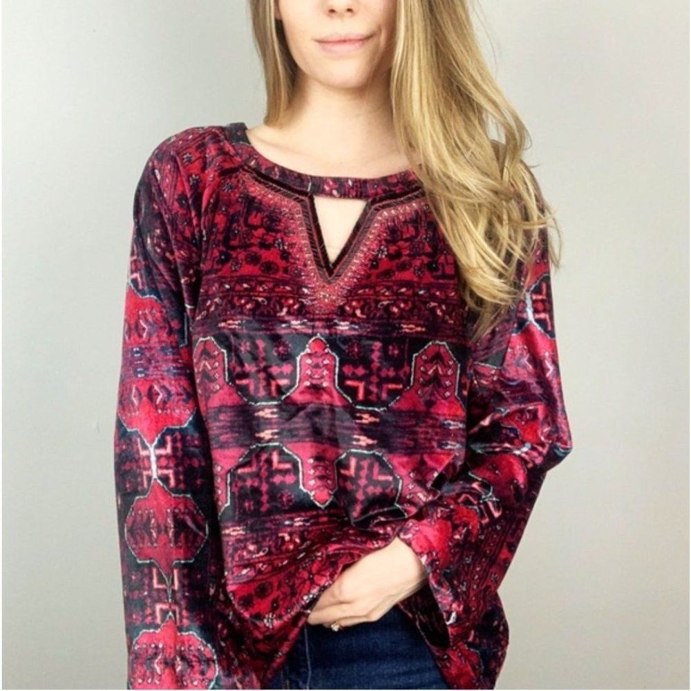 Soft Surroundings Size M Ottoman Velvet Top‎ Blouse Paisley Fairy Grunge boho